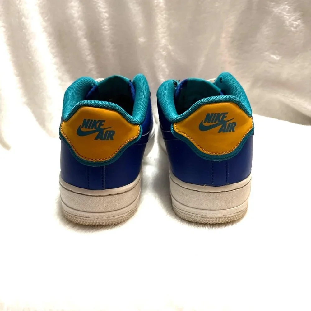 Nike Air Force 1 Low Sneakers Blue/Yellow/Teal Size 7Y - Picture 4 of 7